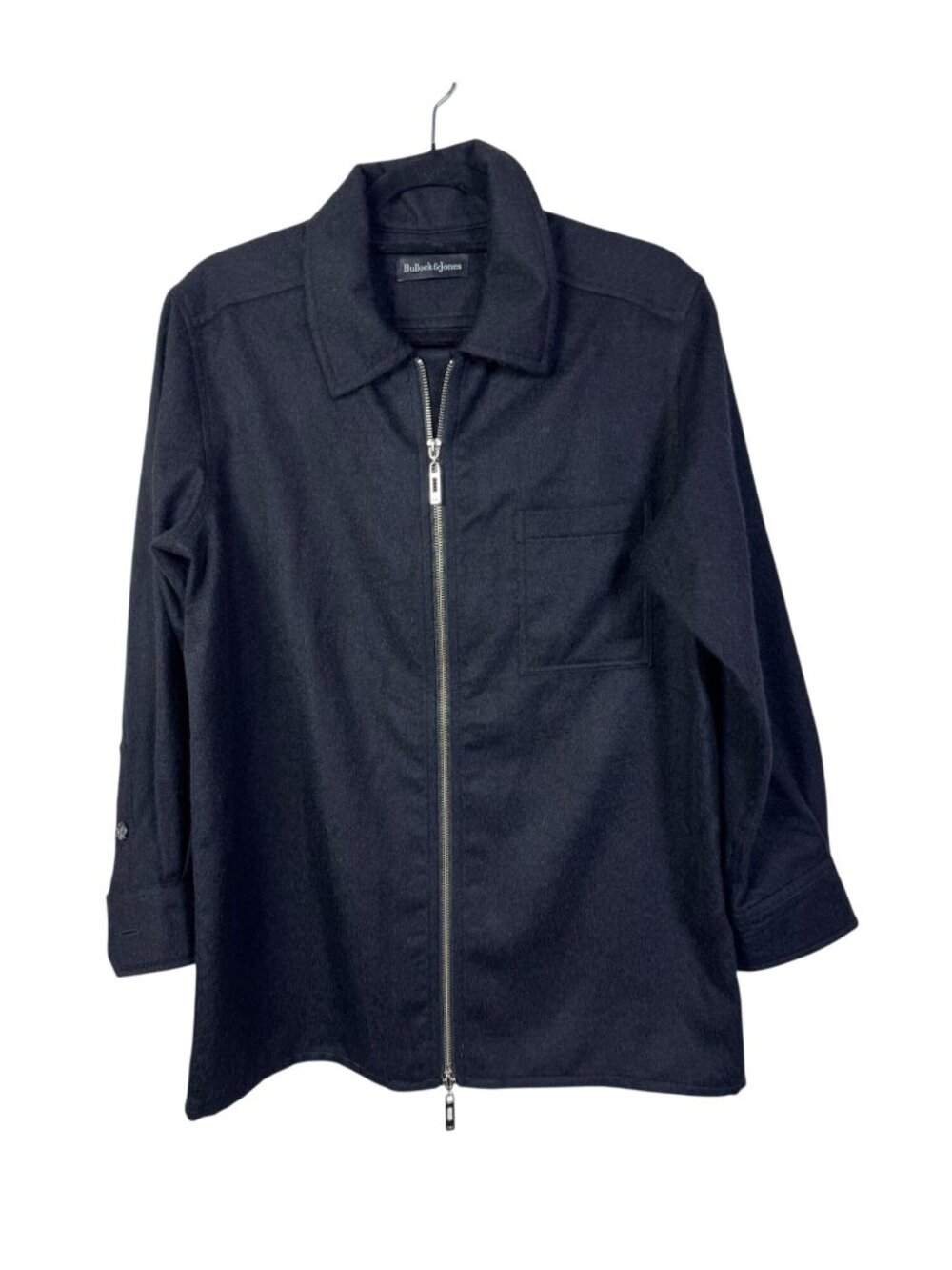 Bullock & Jones Black 100% Baby Alpaca Full Zip Shirt Jacket Lightweight Medium